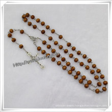 High Quality Natural Wooden Beads Cord Rosary Necklace Hanging (IO-cr183)